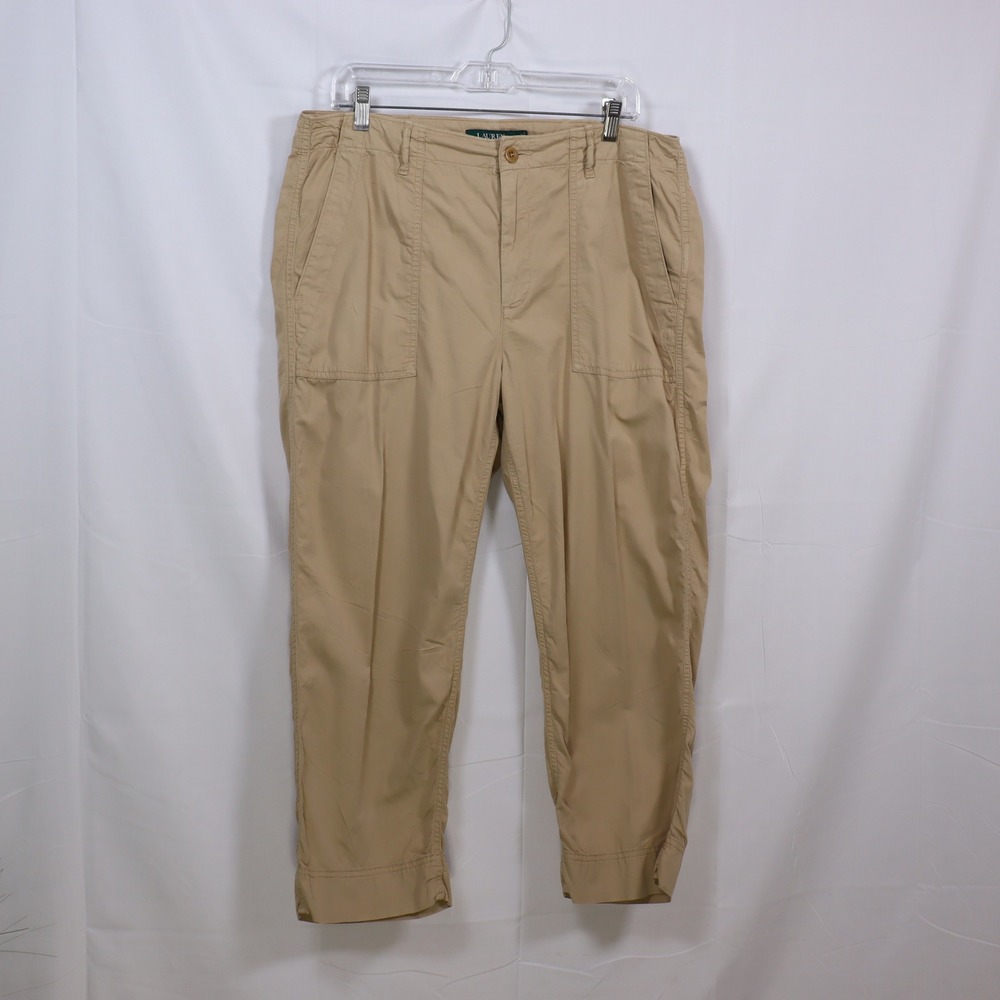 Lauren Ralph Lauren Chino Pants 12 Tan Womens Preppy Utility Trousers